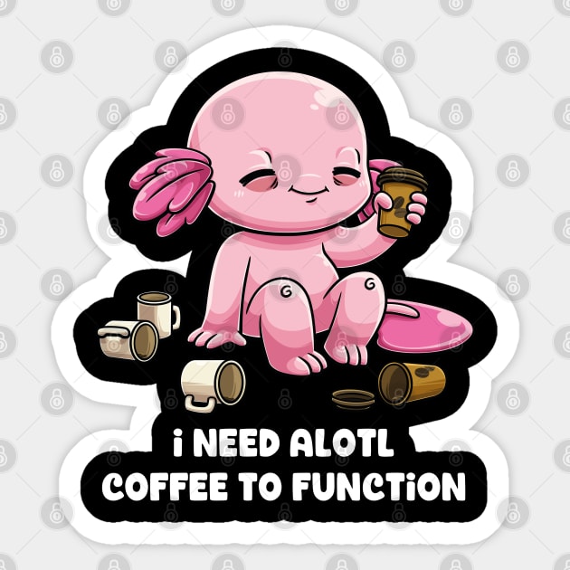 Caffeine Crawl: Axolotl's Morning Ritual Sticker by GoshWow®